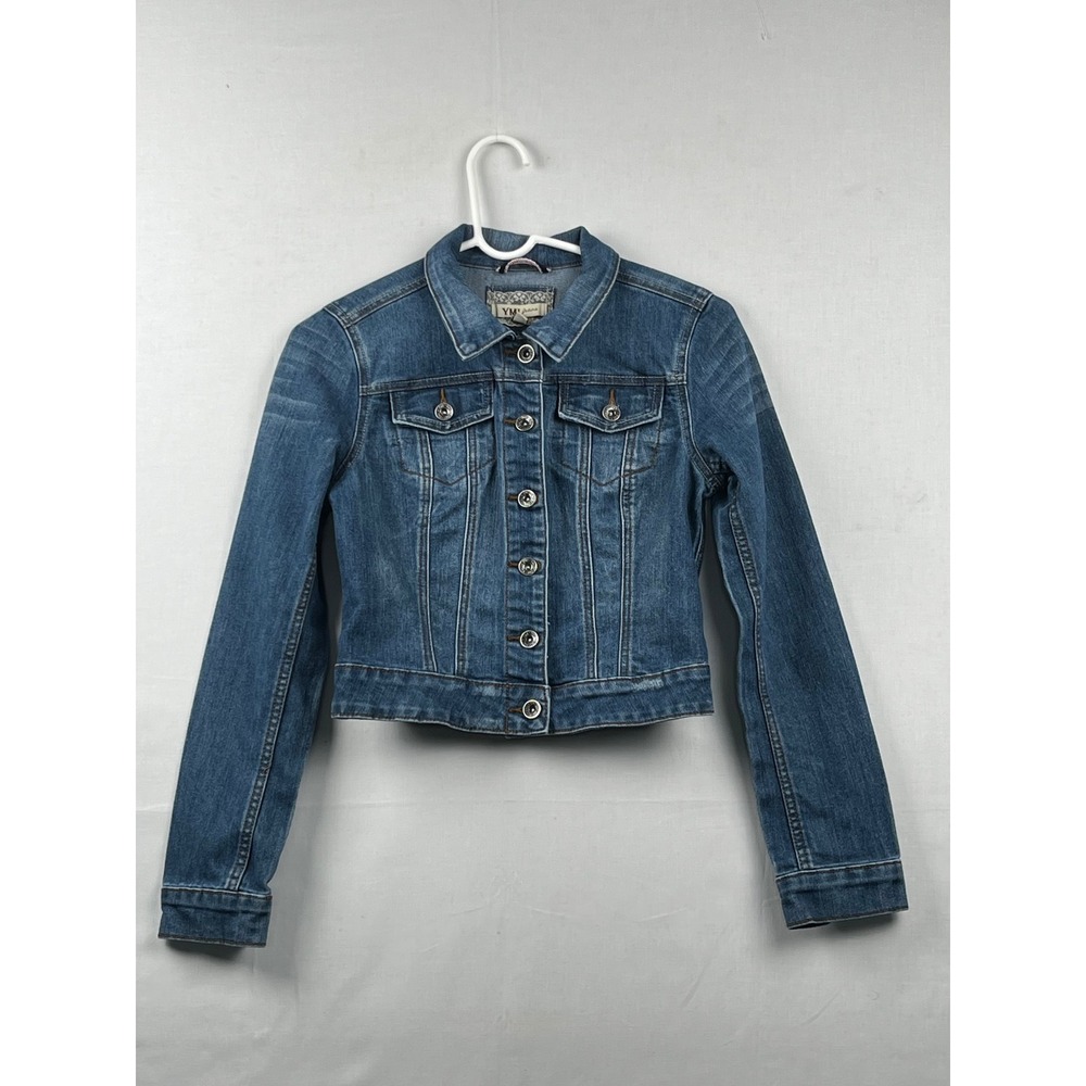 YMI Jeans Denim Jacket Womens Small Cropped Trucker Medium Wash Blue S